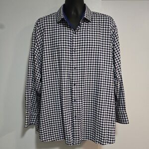Steven Land Navy Blue Plaid Modern Fit Shirt Size 18.5 34/35